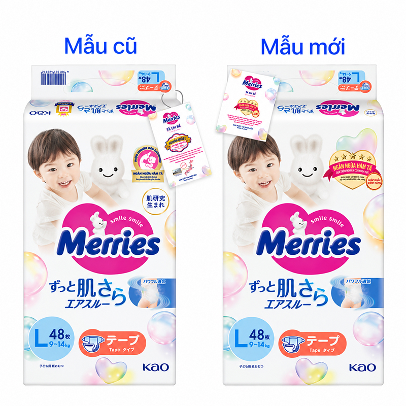 Tã dán Merries size L 48 miếng (9 - 14 kg) - Giao bao bì ngẫu nhiên 2